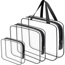 Tatil, Plaj, Kozmetik, Makyaj Bakım Çantası Seti, Şeffaf Su Geçirmez, 3 Adet Organizatör Çanta (1 x