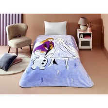 Disney Frozen Hello Çizgi Film Karakteri Pamuk-Polyester Karışım Battaniye, Mavi, Beyaz, Mor, Tek Ki