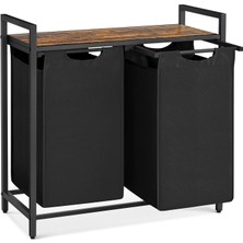 2 Bölmeli Çamaşır Sepeti, Raflı Çamaşır Sepeti, Çamaşır , Çıkarılabilir Oxford Kumaş, Metal Çerçeve,