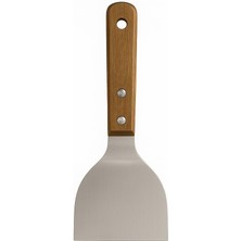 Mallart® Ahşap Saplı Paslanmaz Çelik Spatula – 24CM Eğilimli Çok Amaçlı Mutfak Spatulası | Izgara, B
