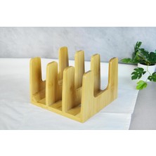 Paçi 4 Bölmeli Bambu Tabaklık ve Tabak Standı Organizer Düzenleyeci