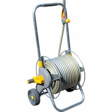 2436H 30 M Hortumlu 60 M Kapasiteli Tekerlekli Metal Hortum Toplama Sarma Araba Seti