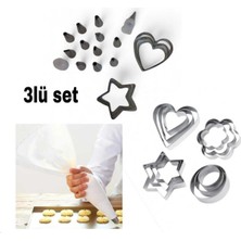 Feyza Design 12'li Krem Şanti Ucu ve Kek Kalıbı Seti, Bez Krema Torbası Seti