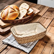 El Yapımı Hasır Içi Bezli Dikdörtgen Ekmeklik ve Dekoratif Dikdörtgen Hasır Sepet, Hasır Içi Bezli E