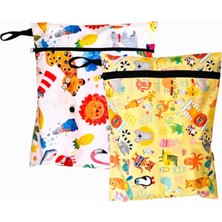 2 Adet, 29 x 35 Cm, ve 37 x 30 cm Summer Desen, Sıvı Geçirmeyen Çok Amaçlı Çanta, Ekonomik Set, Yıka