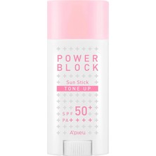 A'pıeu Ton Eşitleyici Aydınlatıcı Stick Güneş Koruyucu Power Block Tone Up Sunstick SPF50 Pa