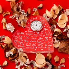 Aşk Temalı Hediye Akrilik Kalp Saat