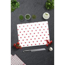 Feyza Design Şeffaf Cam Kesme Tahtası, Kalp Desenli, 30X40 Cm, Şık ve Kullanışlı