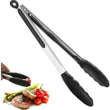 Feyza Design Paslanmaz Çelik Silikon Uçlu Izgara ve Salata Maşası