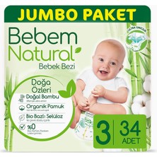 Bebem Natural Bebek Bezi 3 Beden 34 Adet