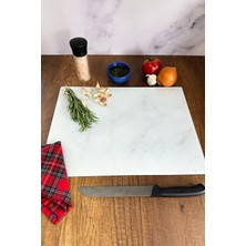 Feyza Design Şık Mermer Desenli Cam Kesme Tablası 30X40CM