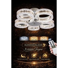 Marsel Lighting Alya 5li Gold Plafonyer 3 Renk LED Isıklı Kumandalı Salon Oturma Odası Avize
