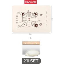 Feyza Design Krem Rengi Silikon Hamur Açma Matı 50X70 Cm, Yıkanabilir ve Ölçülü Spatula