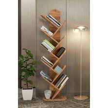 Reyo Falez Kitaplık 10 Raflı Dekoratif Bölmeli Ev Ofis Çok Amaçlı Ceviz