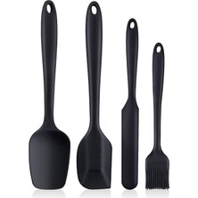 4 Parça Büyük Boy Silikon Yumurta Fırçası Kaşık Spatula Seti Isıya Dayanıklı