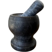 Feyza Design Doğal Siyah Mermer Havan ve Sarımsak Döveci Takımı Seti
