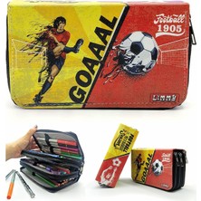 Limmy Kalem Sarı-Kırmızı Taraftar Organizer Kalemkutu Vegan Deri Üç Bölmeli Kalemlik