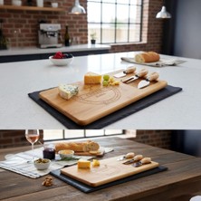 Bambu Peynir Sunum Tabağı, Meyve Yiyecek Tahta Sunum Tabağı 4 Parça | Doğal ve Şık Bambu Peynir - Le