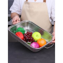 Feyza Design Paslanmaz Çelik Kevgir ve Salata Süzgeci, 35X27 Cm, Çok Amaçlı Kullanım