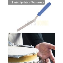 Feyza Design Paslanmaz Çelik Eğik Pasta Spatulası, 38 Cm, Krema ve Kek Uygunluğu