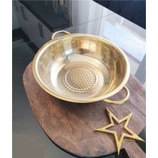 Feyza Design Paslanmaz Çelik Yuvarlak Meyve ve Sebze Süzgeci 28 cm