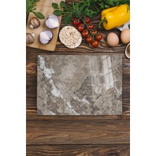 Feyza Design Şık Mermer Temalı Cam Kesme Tahtası, 21X30CM, Mutfak Dekoru ve Doğrama Için