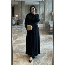 inStyle Şal Bağlamalı Broşlu Siyah Sandy Elbise