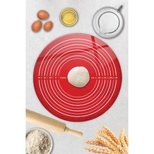 Feyza Design Kırmızı Doku Cam Hamur Açma Matı 40 Cm, Pratik ve Kullanışlı Tasarım