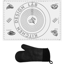 Feyza Design 2'li Set Beyaz ve Siyah Silikon Hamur Açma Matı ile Fırın Eldiveni