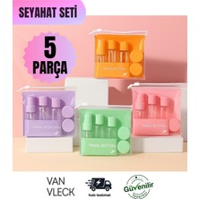 Özgürce Pratik 5 Parça Seyahat Seti: Fermuarlı Çanta, Sprey Şişe, Sabunluk, Krem Kutuları