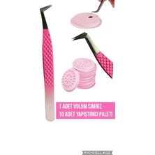 Özgürce Ipek Kirpik Volum Cımbız, Yapıştırıcı Damlalığı ve Palet Seti