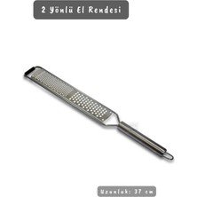 Feyza Design Paslanmaz Çelik El Rendeği, 2 Yönlü Peynir ve Sebze Rende, 37 cm