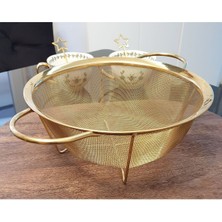 Feyza Design Paslanmaz Çelik Süzgeç 20 Cm, Şık Gold Renkli, Dayanıklı ve Pratik Kullanım
