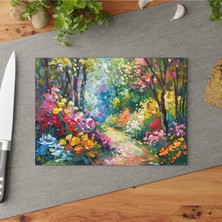 Feyza Design Modern Dokulu Temperli Cam Kesme Tahtası, Kaymaz ve Çizilmez Tasarım
