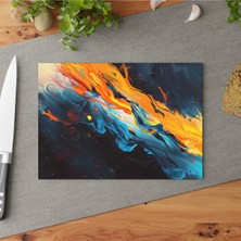 Feyza Design Şık Temperli Cam Kesme Tahtası, Kaymaz Yüzey, Çizilmez, Kolay Temizlenir