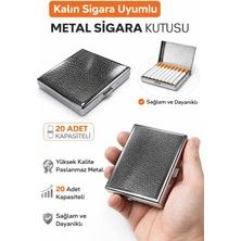 Han Tobacco Metal Sigara Kutusu 20 Adet Kapasiteli – Kalın Sigara Uyumlu, Paslanmaz Şık Taşınabilir Sigara Tabakası