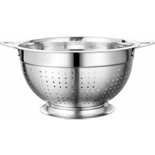 Feyza Design Derin Çelik Süzgeç, Kulplu, 24 Cm, Dayanıklı ve Pratik Kullanım
