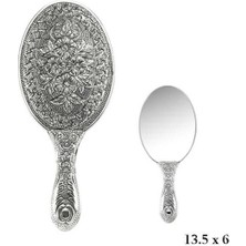 Özgürce 925 Ayar Gümüş Papatya Motifli El Aynası, Şık ve Zarif Tasarım