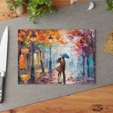 Feyza Design Şık Dokulu Cam Kesme Tahtası, Temperli Cam, Kaymaz Yüzey, Estetik Tasarım