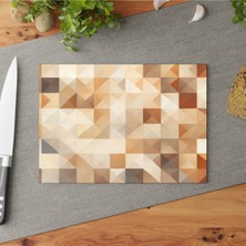 Feyza Design Şık Geometrik Cam Kesme Tahtası, Temperli, Kaymaz, Dayanıklı Tasarım