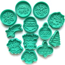 Feyza Design 12'li Yılbaşı Mega Kurabiye Kalıbı Seti, Noel Baba, Geyik, Kar Tanesi, Çelenk