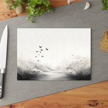 Feyza Design Şık Cam Kesme Tahtası, Canlı Böcek Sanatı, Temperli ve Kaymaz Yüzey