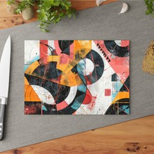 Feyza Design Renkli Temperli Cam Kesme Tahtası, Şık Tasarım, Kaymaz Yüzey, Çizilmez