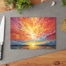 Feyza Design Şık Peyzaj Cam Kesme Tahtası Seti, Temperli, Kaymaz, Çizilmez, Kolay Temizlenir