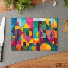 Feyza Design Modern Dokulu Temperli Cam Kesme Tahtası Seti, Şık Tasarım ve Kaymaz Yüzey