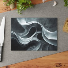 Feyza Design Şık Dokulu Yüzeyli Temperli Cam Kesme Tahtası Seti, Kaymaz ve Çizilmez