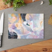 Feyza Design Modern Soyut Temiz Cam Kesme Tahtası Seti, Kaymaz ve Çizilmez, Şık Tasarım