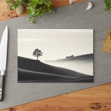 Feyza Design Şık ve Dayanıklı Peyzaj Tasarım Temalı Temperli Cam Kesme Tahtası