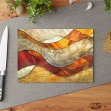 Feyza Design Şık Soyut Sanat Temizlemesi Kolay Temperli Cam Kesme Tahtası
