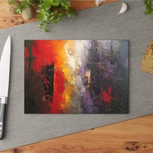 Feyza Design Soyut Şekiller Cam Kesme Tahtası, Kaymaz, Çizilmez, Kolay Temiz, Şık Tasarım